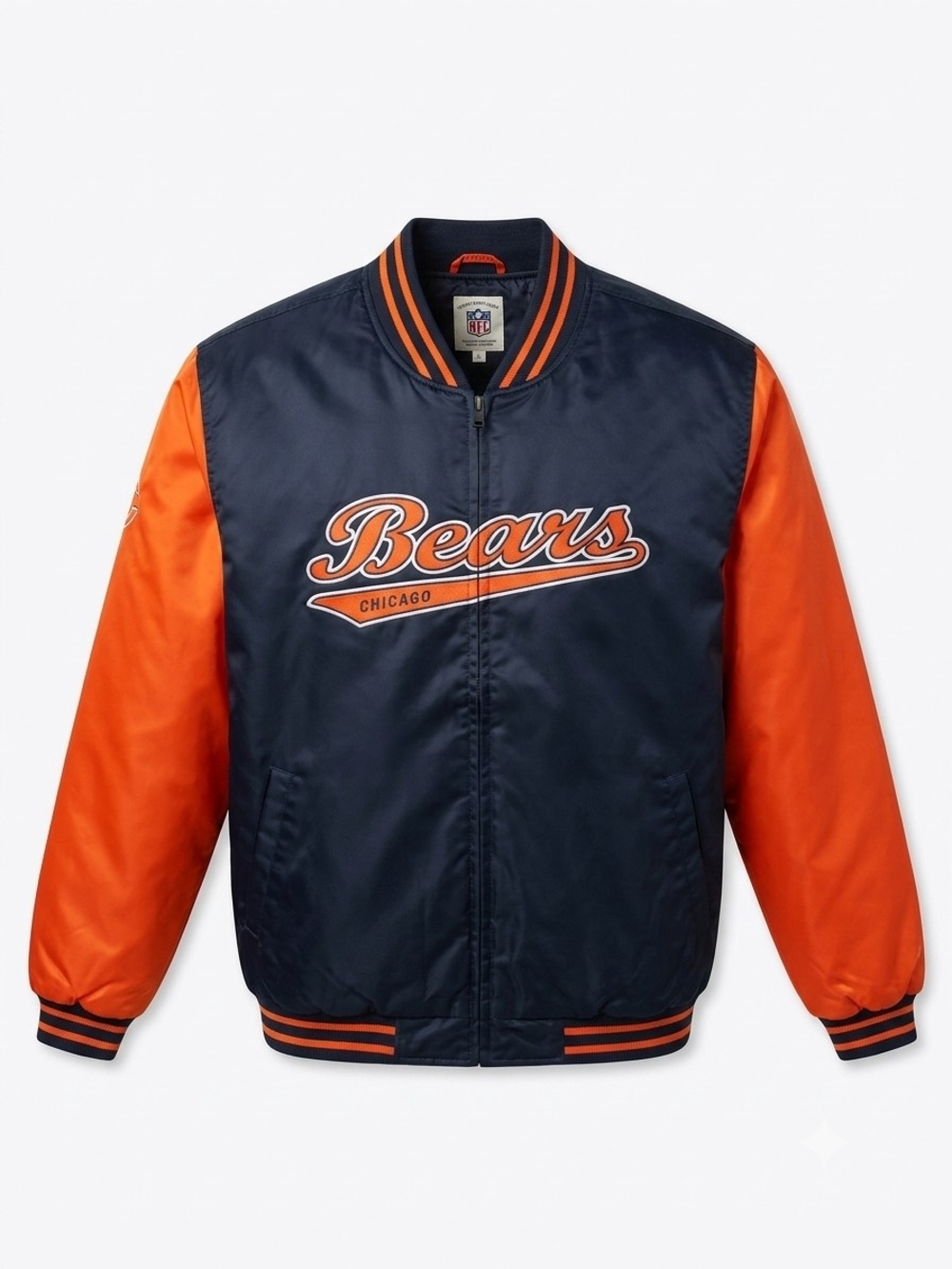 NFL Chicago Bears Navy and Orange Varsity Bomber Jacket